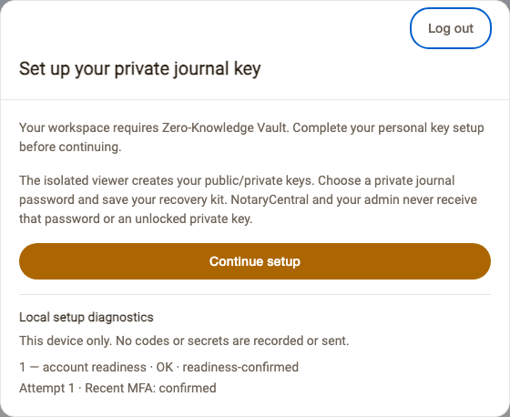 Key Account Step Zero-knowledge vault guide for notaries
