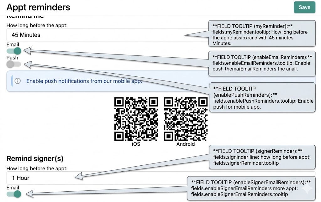 Placeholder image: Appointment reminders settings overview